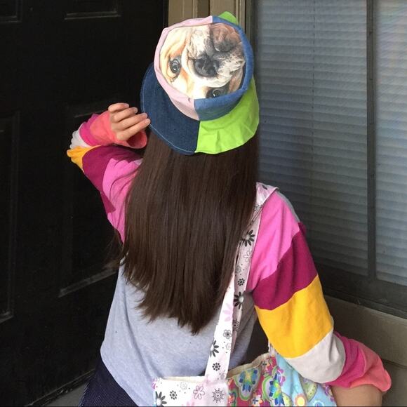 Handmade Dog Printed Upcycled Bucket Hat.-CA2 - Picture 1 of 15